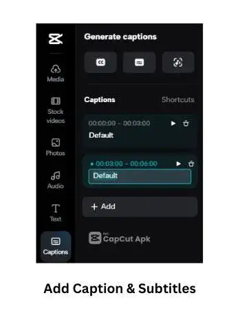 add caption and subtitles capcut